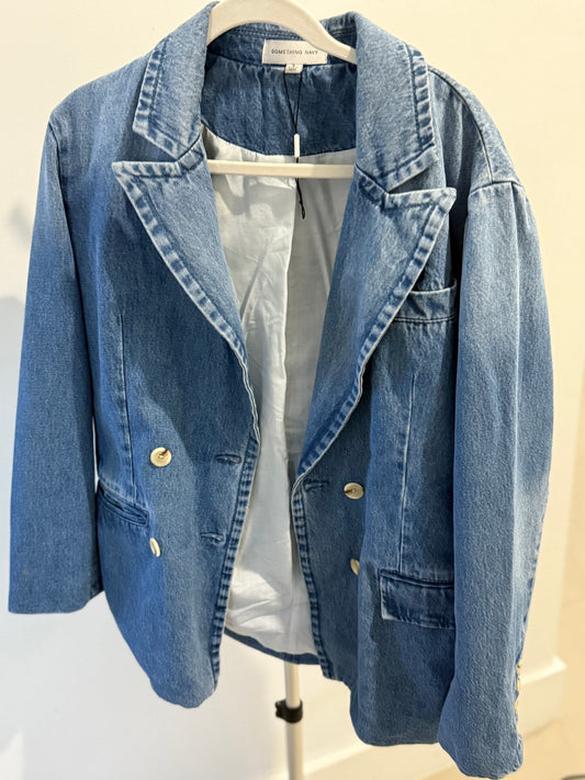 something navi denim blazer