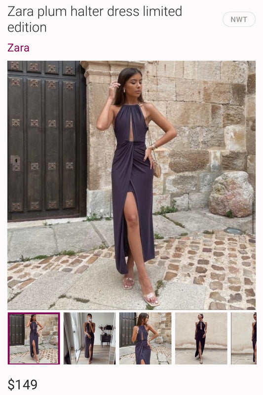 zara plum halter dress limited edition