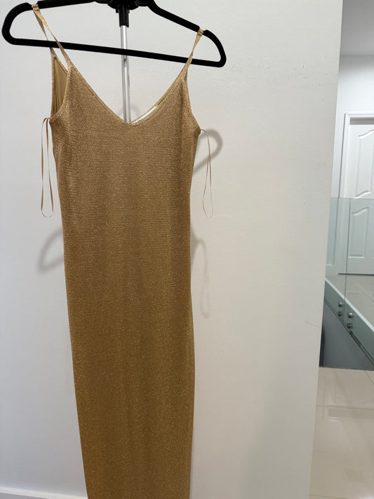 zara dress gold