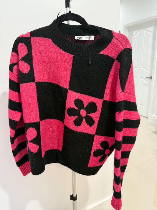 sweater zara pink and black