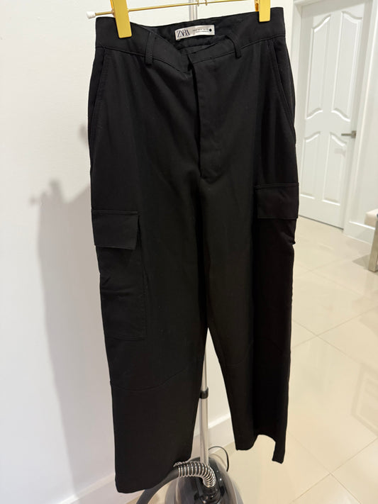 zara pants cargo black